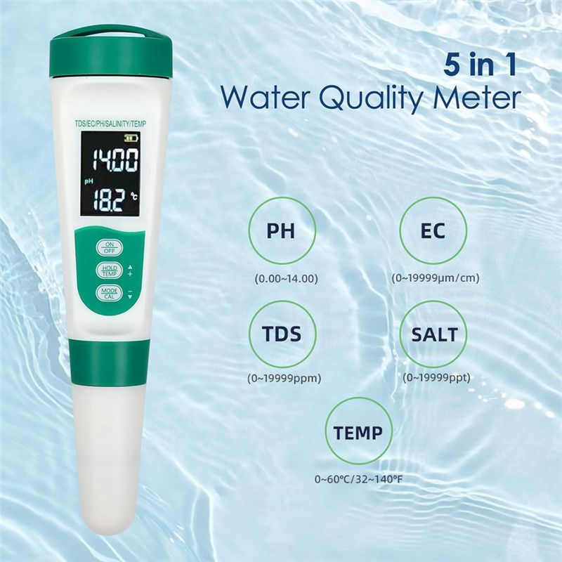 AT02-5 In1 Meteran PH Digital  - Ph Meter Digital Water Tester ulasan dan harga
